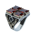 Turkish Handmade Ruby Stone Ring, Large Zulfiqar Sword Ring, Silver Red Gemstone Ruby Ring, Vintage Ruby Ring Anniversary Gift