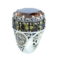 Silver Large Sultanite Stone Ring, Silver Solomon Signet Style Ring, Man Handmade Silver Ring