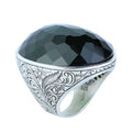 Mens Silver Large Green Stone Ring, Big Large Emerald Stone Ring, Ottoman Style Men Ring, Gift for Him, 925k Sterling Silver