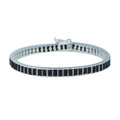 925 Silver Black Diamond Tennis Bracelet, Baguette Moissanite Bracelet, Mens Black Diamond Bracelet