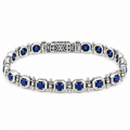 925 Silver Sapphire Stone Chain Bracelet, Men Blue Stone Bracelet, Vintage Chain Bracelet, Byzantine Bracelet, Curb Chain Bracelet