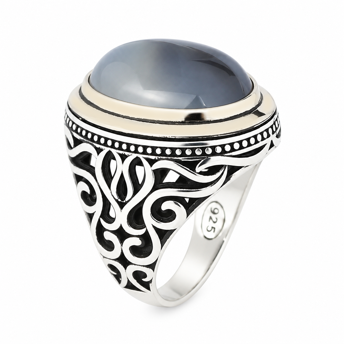 925 Silver Yemen Agate Stone Ring, Natural Agate Gemstone Ring, Rurkish Handmade Silver Ring, 925k Sterling Silver Ring, Gift For Him