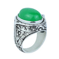 925 Silver Jade Stone Ring, Men Green Jade Stone Ottoman Ring, Handmade Engraved Jade Ring, Natural Jade Ottoman Style Ring, 925k Silver