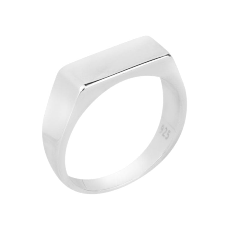 Solid Silver Rectangular Signet Ring, Elegant Men Signet Ring, Classic Rectangular Ring, Pinky Rings, Custom Signet Ring, 925 Silver