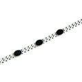 Men Silver Gourmet Curb Chain Onyx Bracelet