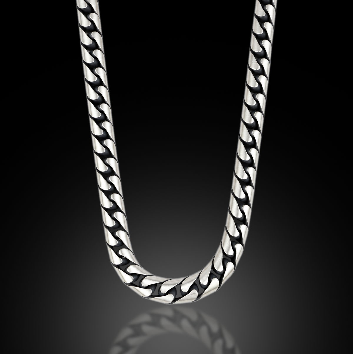 925 Sterling Silver 8mm Round Curb Chain Necklace for Men