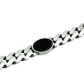 Men Silver Gourmet Curb Chain Onyx Bracelet