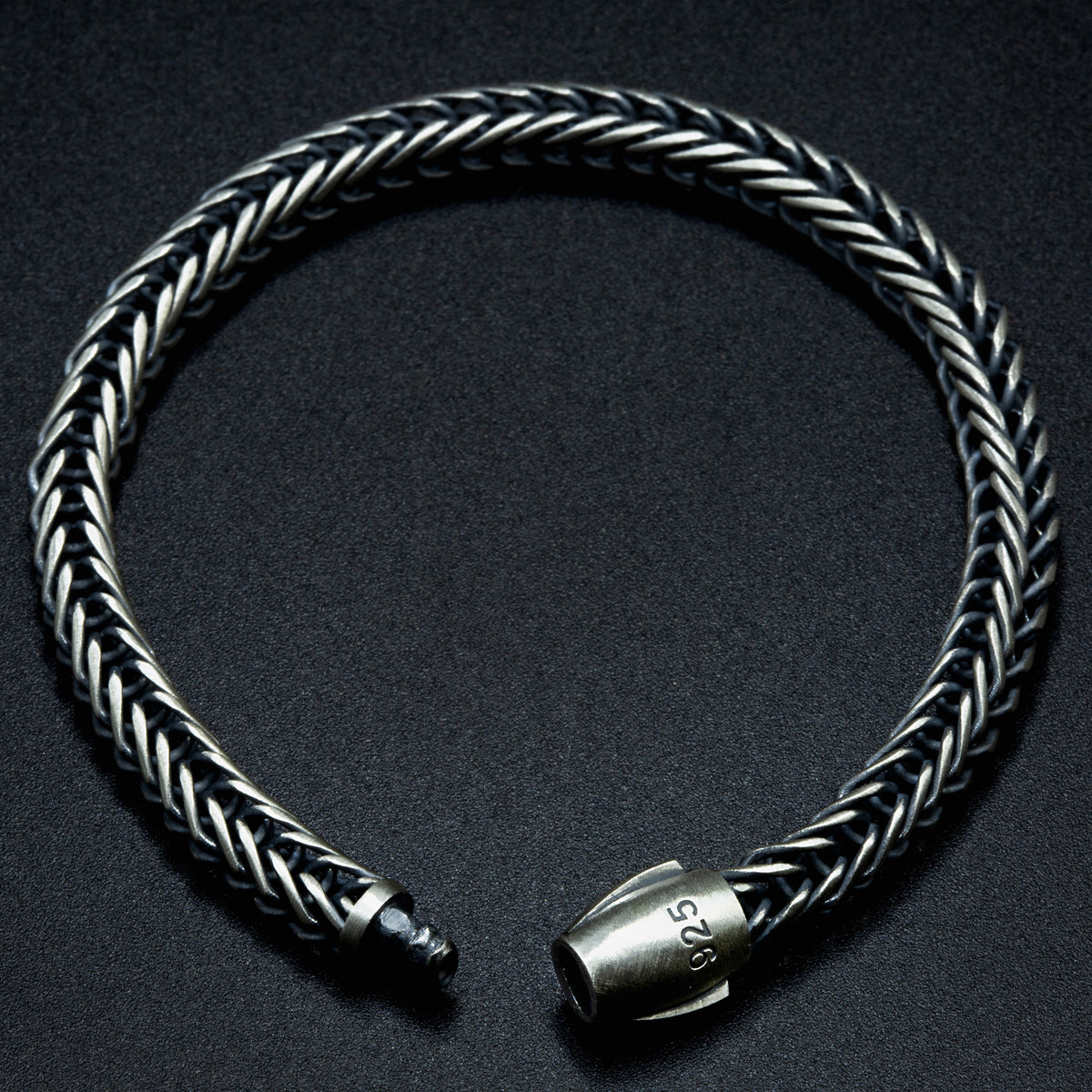 925er Silber Herren-Armband aus geflochtenem Kettengeflecht, handgefertigt