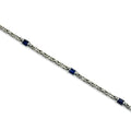925 Silver Sapphire Stone Byzantine King Chain Bracelet