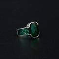 925 Silver Men Square Emerald Gemstone Ring