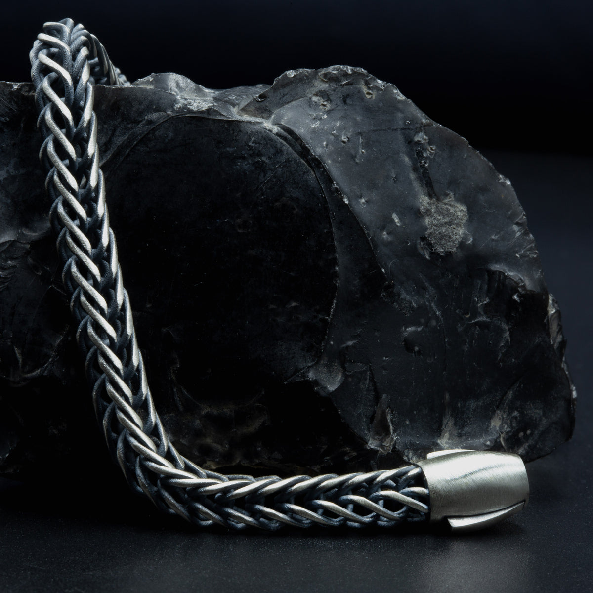 925er Silber Herren-Armband aus geflochtenem Kettengeflecht, handgefertigt