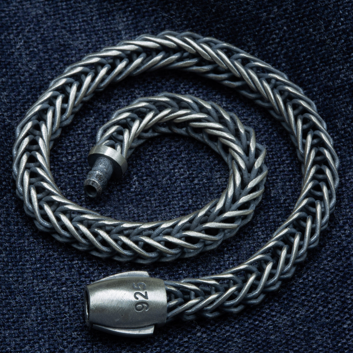 925er Silber Herren-Armband aus geflochtenem Kettengeflecht, handgefertigt