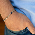 925 Silver Sapphire Stone Byzantine King Chain Bracelet