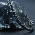 925 Silver Men Square Black Diamond Tennis Bracelet, Elegant Black Tennis Bracelet