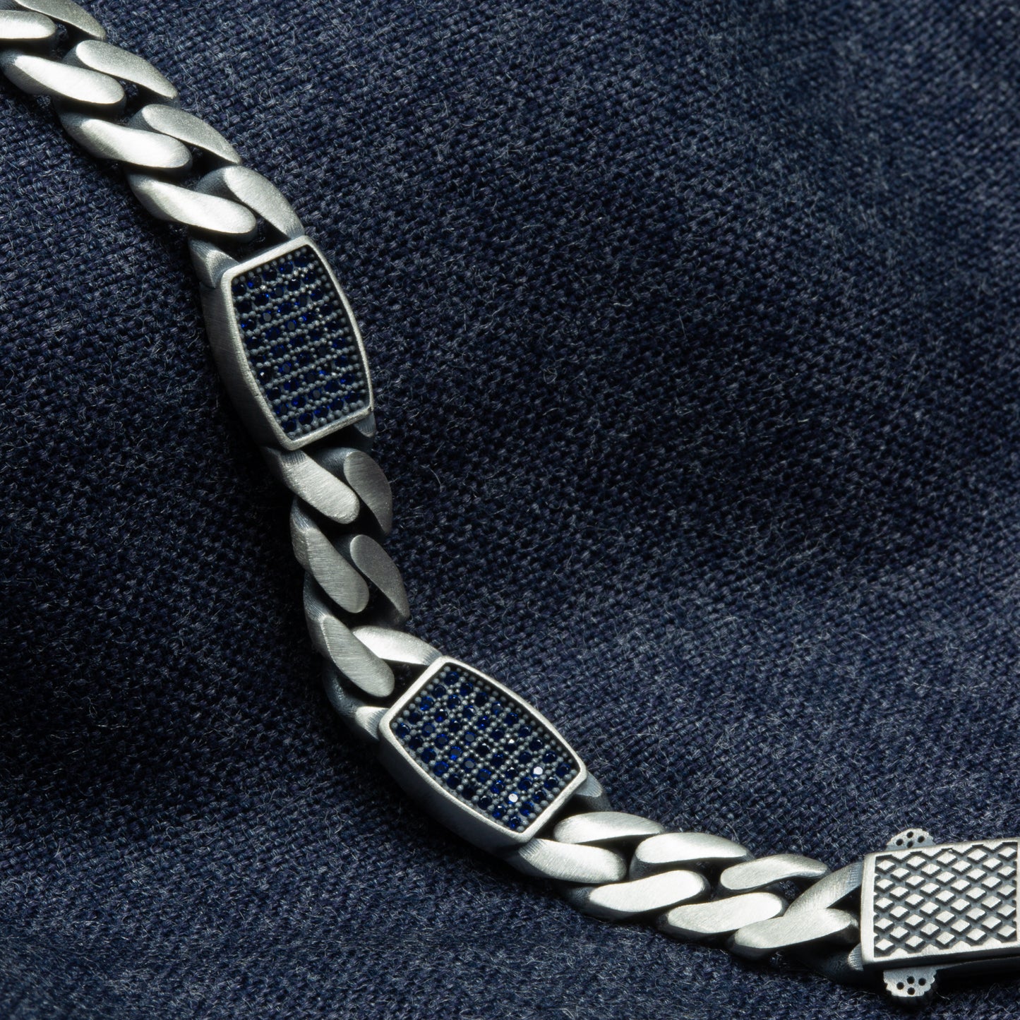 Men Handmade Sapphire Stone 10MM Cuban Link Chain Bracelet