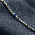 925 Silver Sapphire Stone Byzantine King Chain Bracelet