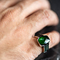 925 Silver Men Square Emerald Gemstone Ring