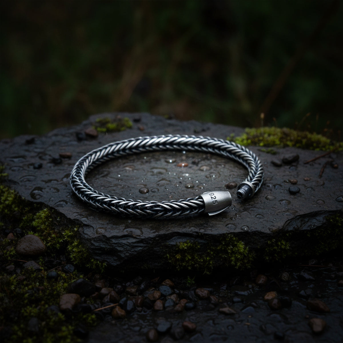 925er Silber Herren-Armband aus geflochtenem Kettengeflecht, handgefertigt