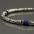 925 Silver Sapphire Stone Byzantine King Chain Bracelet