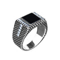 925 Silver Men Handmade Minimal Square Onyx Ring