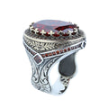 Men 925 Silver Ruby Stone Ring, Vintage Silver Red Gemstone Ruby Ring, Dark Stone Ruby Ring, Father Day Gift, Gift For Men