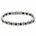 925 Silver Black Onyx Chain Bracelet, Solid Vintage Chain Bracelet, Gothic Chain Bracelet, Men Solid Sterling Silver Chain