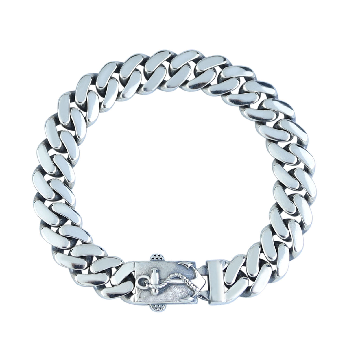 Silver 10MM Cuban Chain Bracelet, Anchor Cuban Chain Men Bracelet, 10MM Cuban Chain Bracelet, Perfect Men's Bracelet, 925 Solid Silver