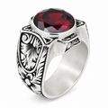 925 Sterling Silver Garnet Ring for Men – Handmade Vintage Style