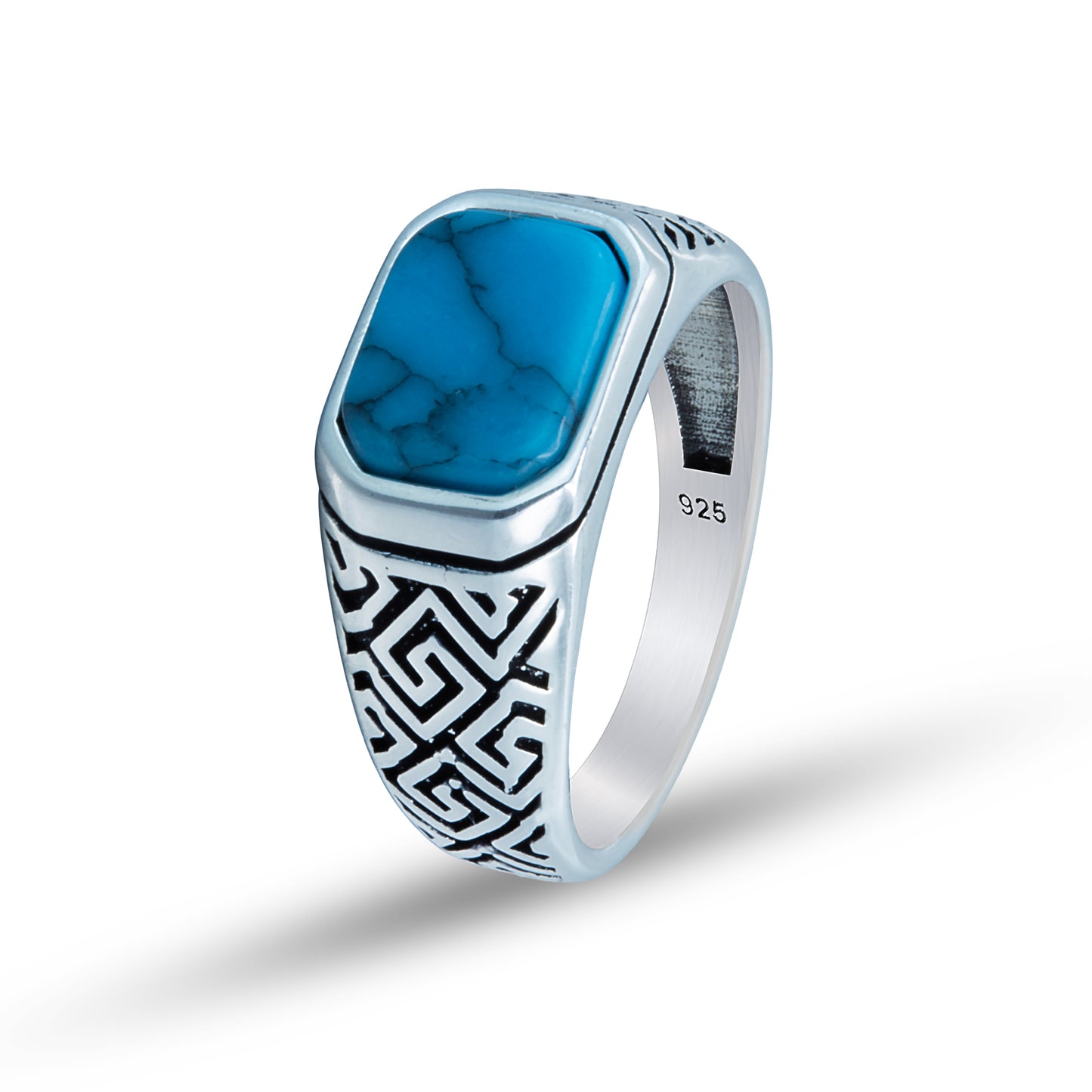 Men Handmade Greek Style Natural Turquoise Ring