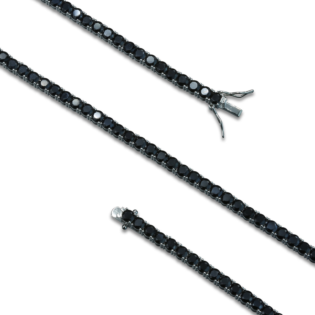 925er Silber 5 mm Unisex Tennisarmband mit schwarzem Diamanten