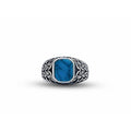 Men Silver Minimal Turquoise Signet Ring