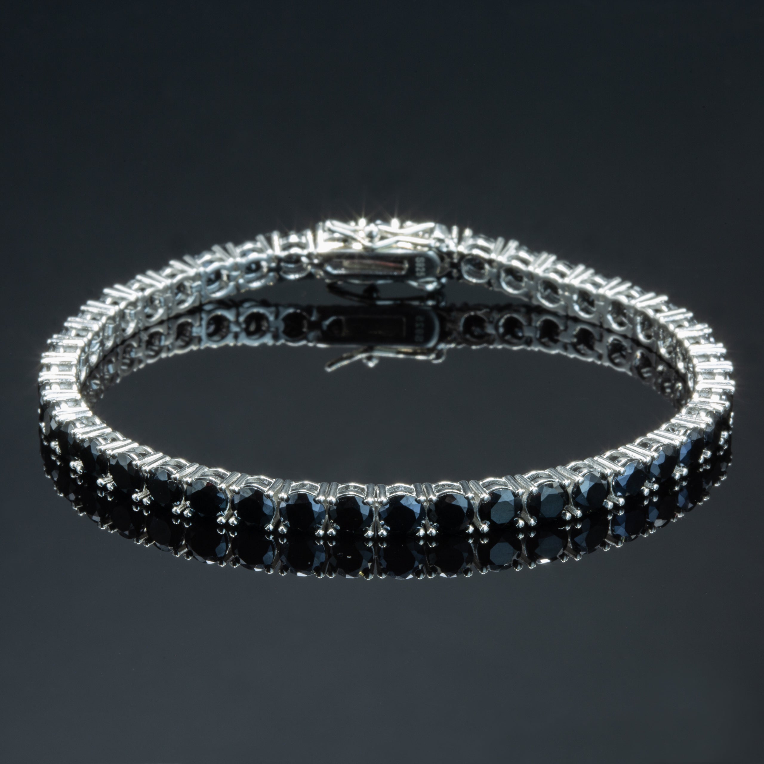 925 Silver 5MM Unisex Black Diamond Tennis Bracelet