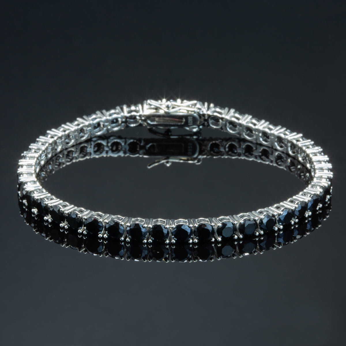 925er Silber 5 mm Unisex Tennisarmband mit schwarzem Diamanten