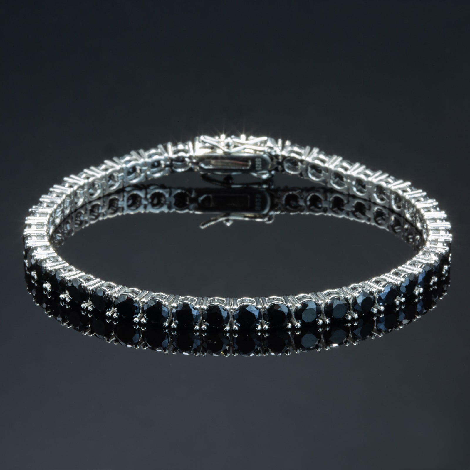 925er Silber 5 mm Unisex Tennisarmband mit schwarzem Diamanten