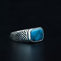 Men Handmade Greek Style Natural Turquoise Ring