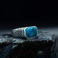 Men Handmade Greek Style Natural Turquoise Ring