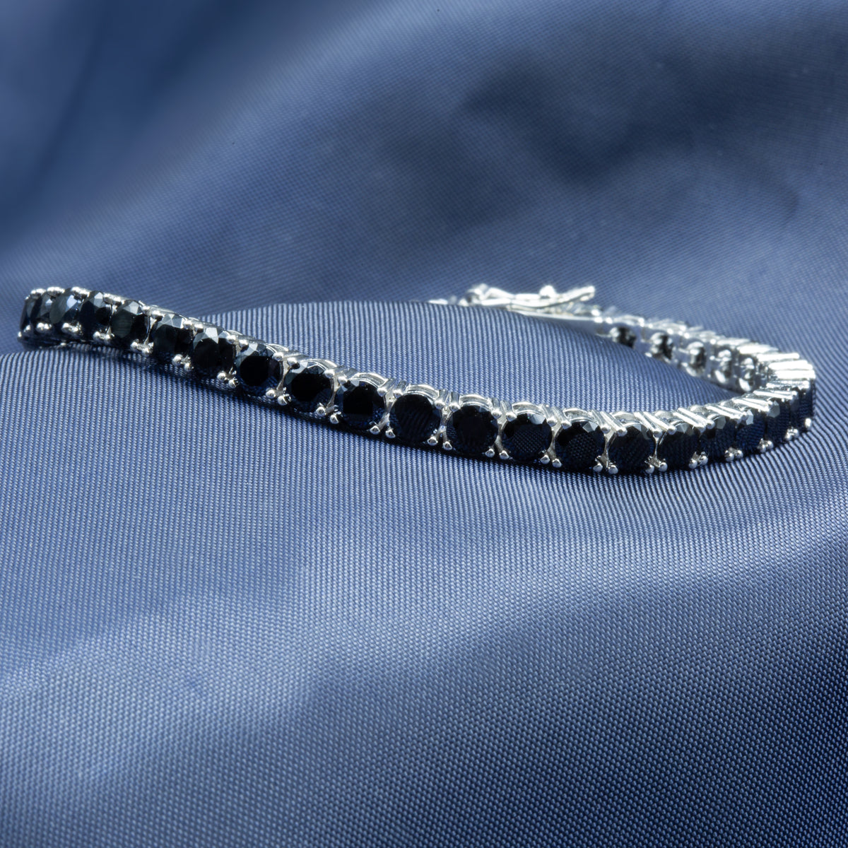 925er Silber 5 mm Unisex Tennisarmband mit schwarzem Diamanten