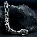 Pulsera de plata 925 hecha a mano para hombre con cadena redonda y gema de ónix.