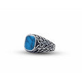 Men Silver Minimal Turquoise Signet Ring
