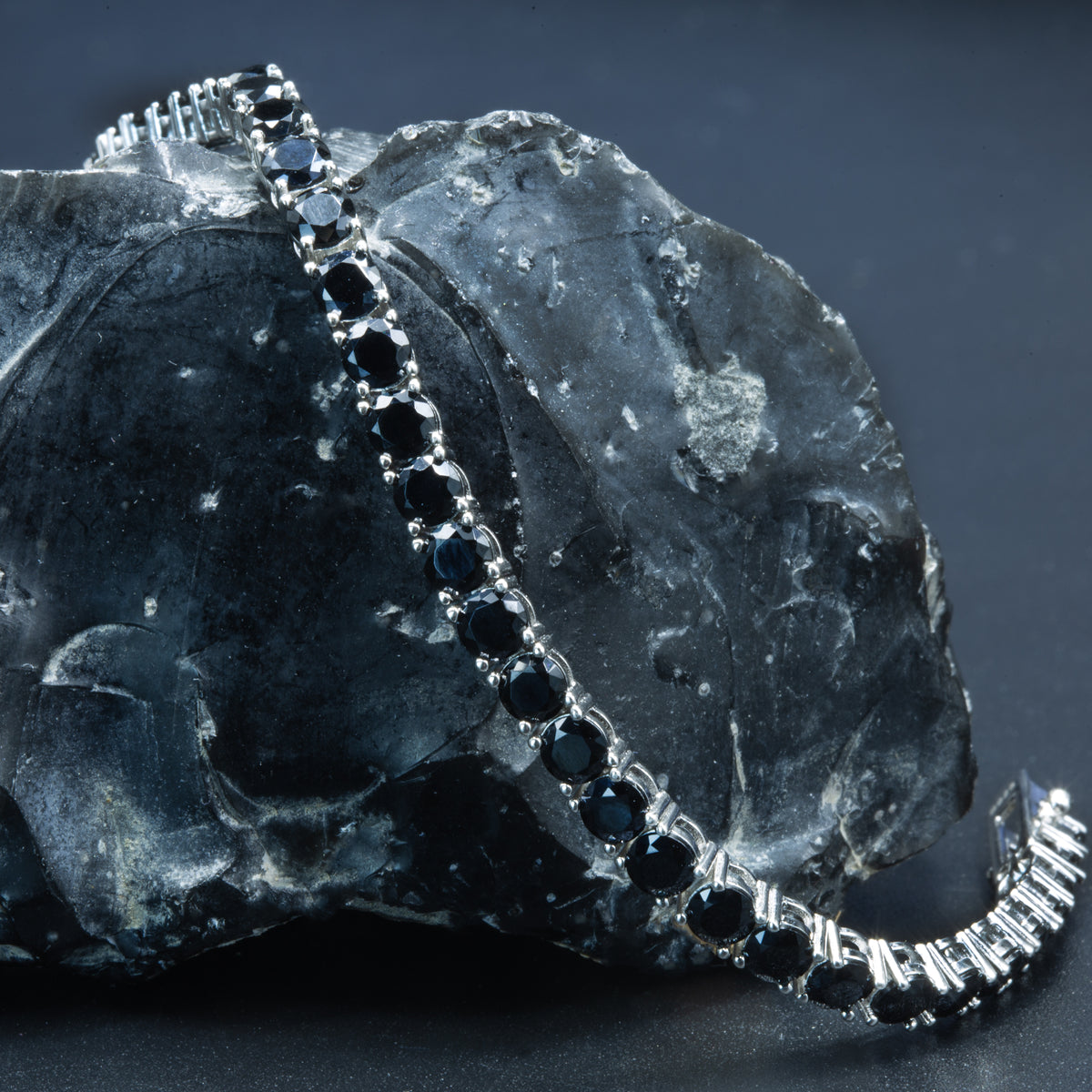 925er Silber 5 mm Unisex Tennisarmband mit schwarzem Diamanten