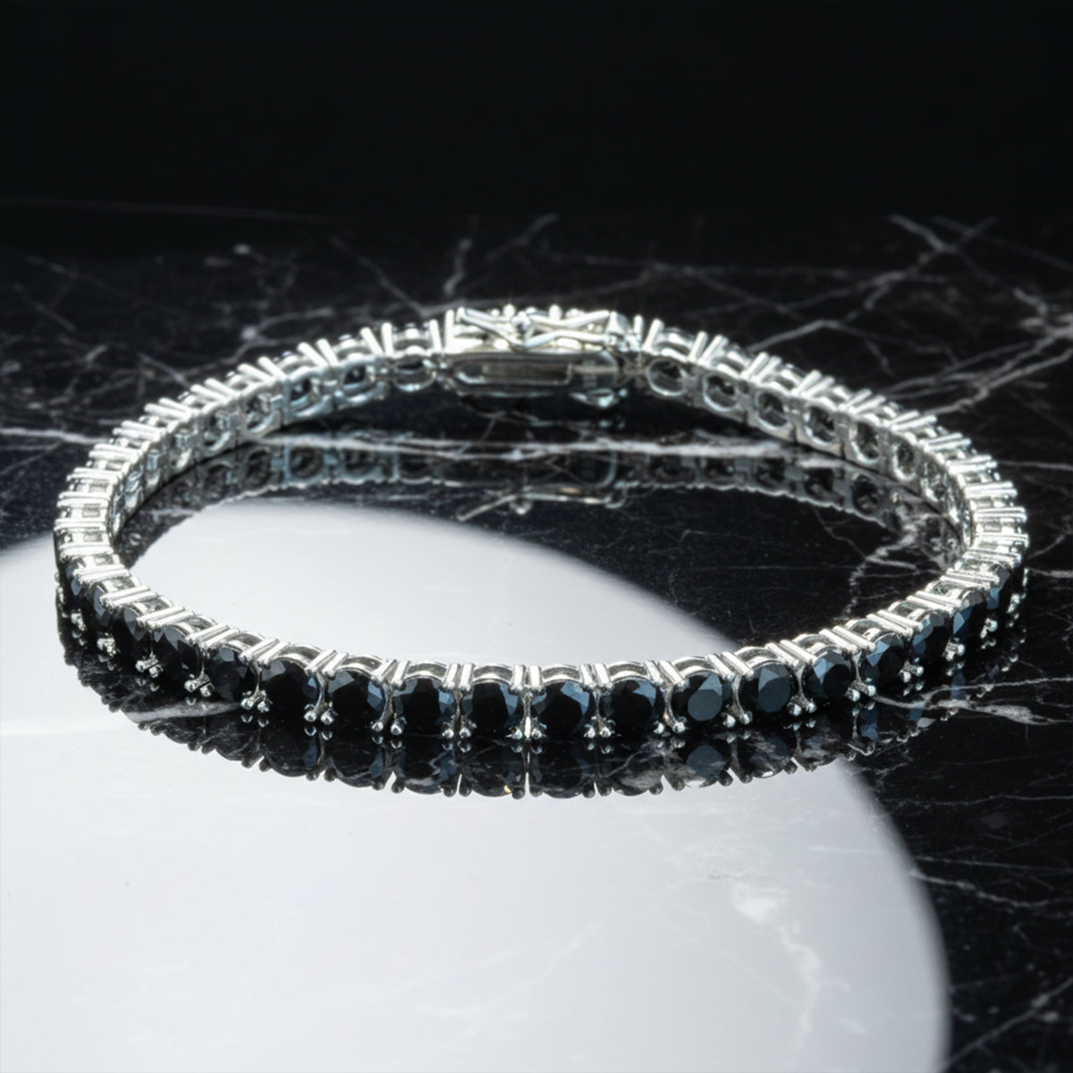 925er Silber 5 mm Unisex Tennisarmband mit schwarzem Diamanten