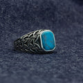 Men Silver Minimal Turquoise Signet Ring