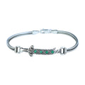 Men Silver Emerald Sword Chain Bracelet, Silver Zulfiqar Sword Bracelet