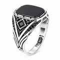 925 Sterling Silver Black Onyx Ring for Men