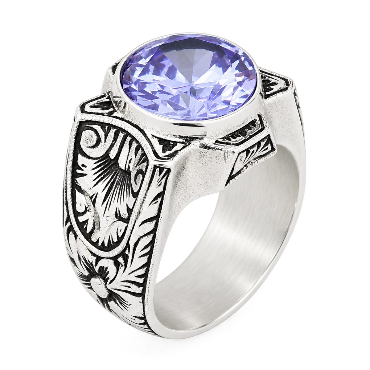 925 Sterling Silver Amethyst Ring for Men – Vintage Signet Style