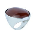 Silver Agate Stone Ring, Large Red Agate Carnelian Ring, Classic Style Handmade Ring, Dark Red Agate Ring