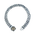 925 Silver Watch Band Chain Bracelet, Greek Style Solomon Signet Bracelet, Oxide Silver Bracelet, Gourmet Cuban Link Silver Bracelet
