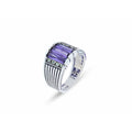 925 Men Sterling Silver Amethyst Gemstone Handmade Ring