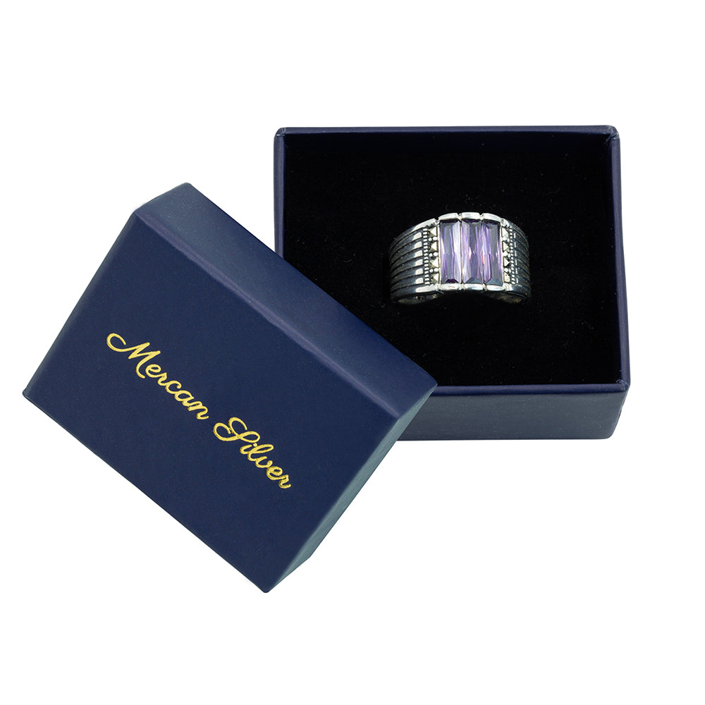 925 Men Sterling Silver Amethyst Gemstone Handmade Ring