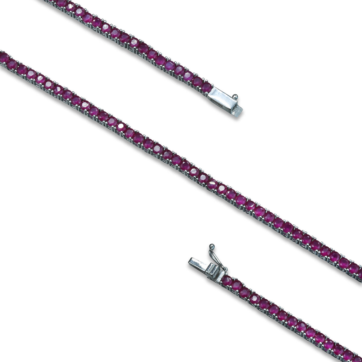 925 Silver Unisex Ruby Tennis Bracelet, Handmade Red Gemstone Tennis Bracelet